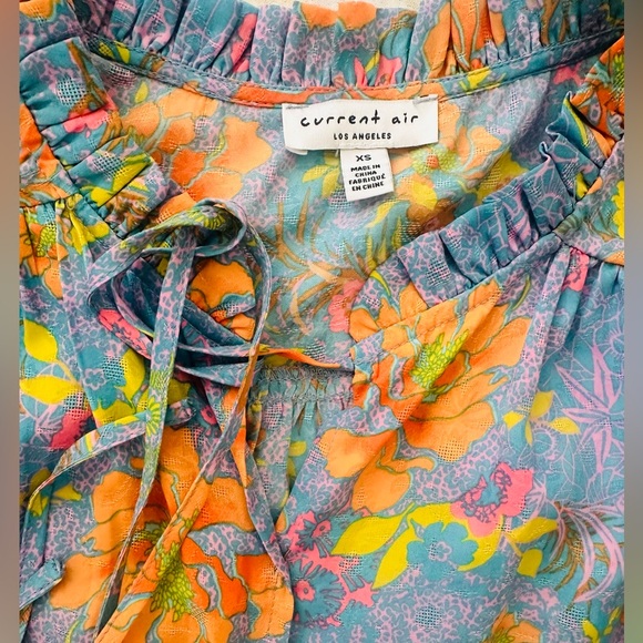 Current Air Mini Floral Dress in Blue and Orange - Picture 5 of 7